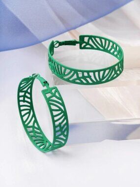Tristen Shayelle Colorful Abstract Hoop Earrings Green Gift Packaged